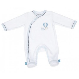 Pyjama naissance blanc-bleu Lazare