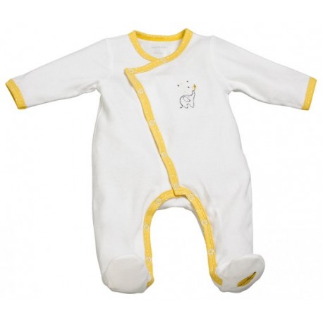 Pyjama velours blanc/jaune - 0 Mois - Babyfan