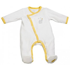 Pyjama velours blanc/jaune - 1 Mois - Babyfan